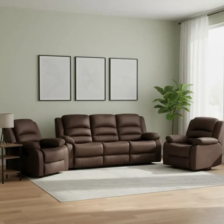 Juego de Living Moderno Reclinable - Sofa 3 Cuerpos + 2 Bergers - Martell