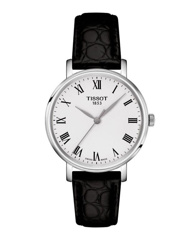 Reloj Everytime Cuero Negro 34 mm Plateado TALLA UNICA