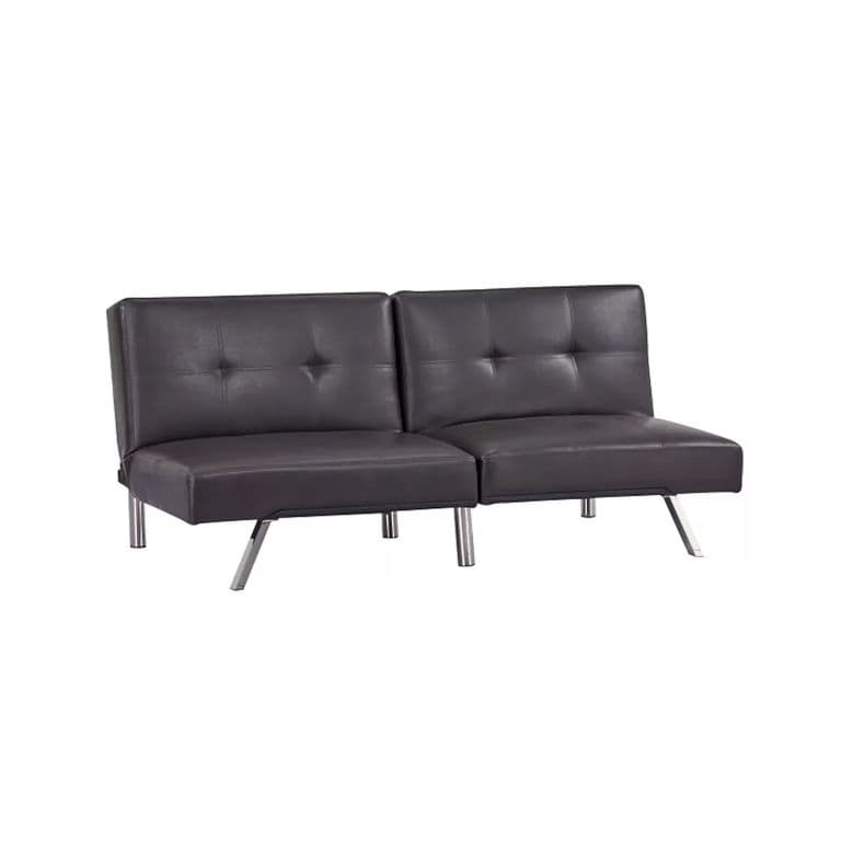 Futon Sofa Cama Osaka de Cuero Sintetico y Diseno Moderno - Cafe Oscuro