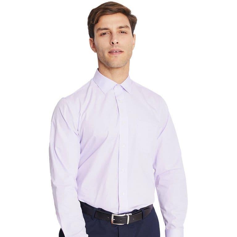 Camisa Lila Hombre Formal Cuello Italiano Bolsillo para Trabajo Lila 16.5