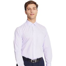 Camisa Lila Hombre Formal Cuello Italiano Bolsillo para Trabajo Lila 15.5
