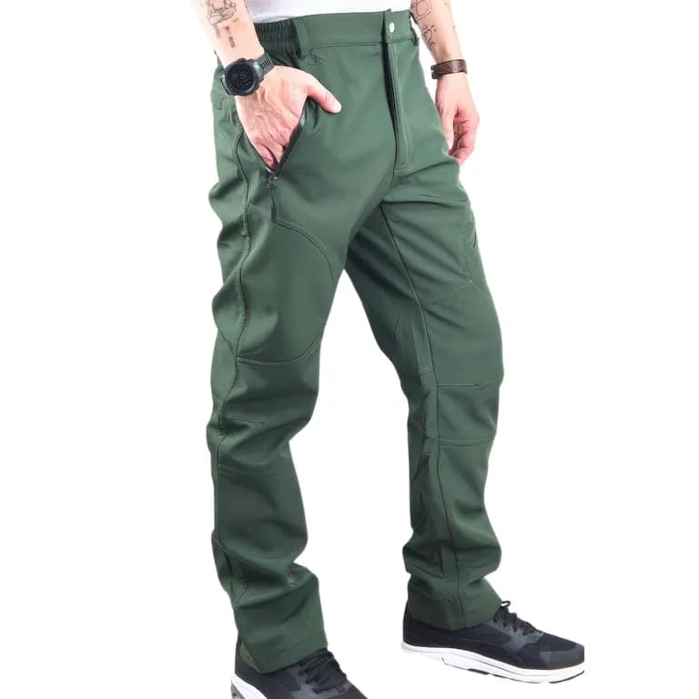 Pantalon Termico Softshell Hombre Invierno Forro Polar H811 Verde 2XL