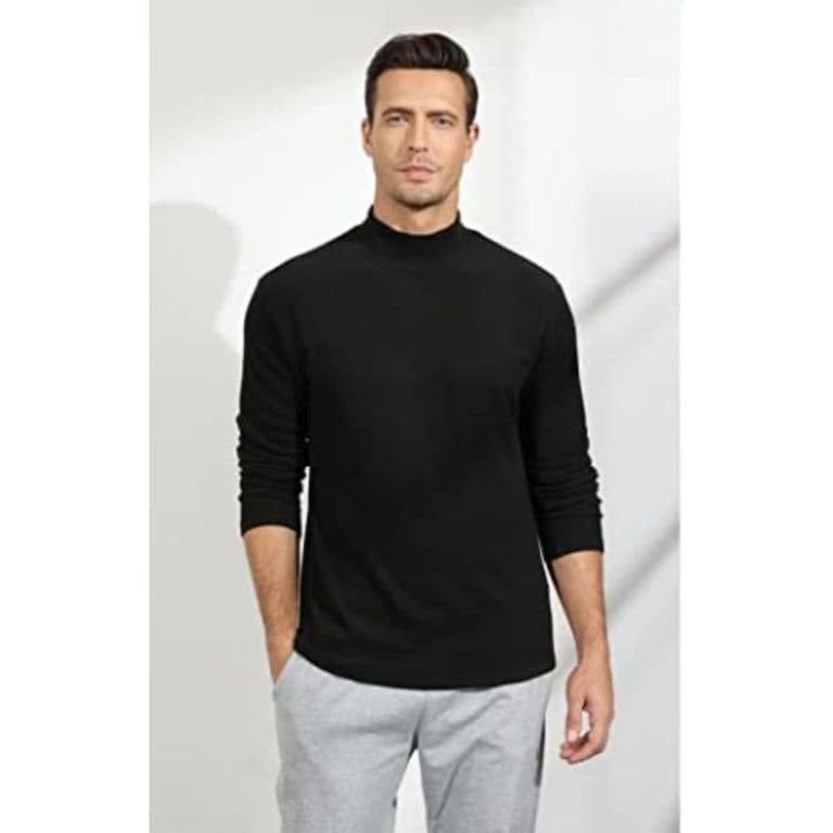 Camiseta Hombre Manga Larga Cuello Beatle Fibra Bambu 3610 Negro XL/2XL