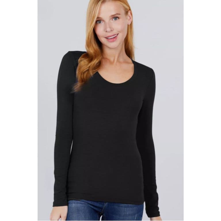 Camiseta Mujer Forro Polar Manga Larga Blanco Negro 2101 Negro L/XL