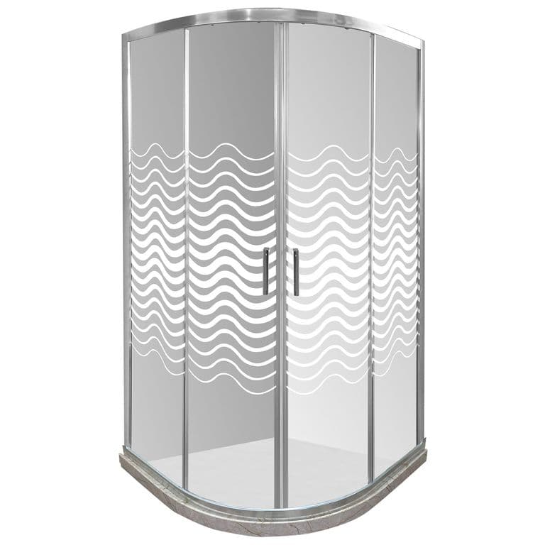 Shower Curvo Barra a Piso Travertino con Lineas Curvas 90x90 cm