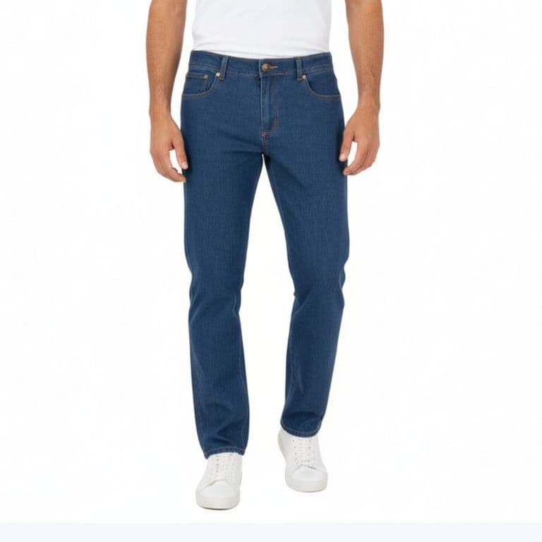 Jeans Hombre Denim Corte Recto Stretch Free Action Line Azul 40