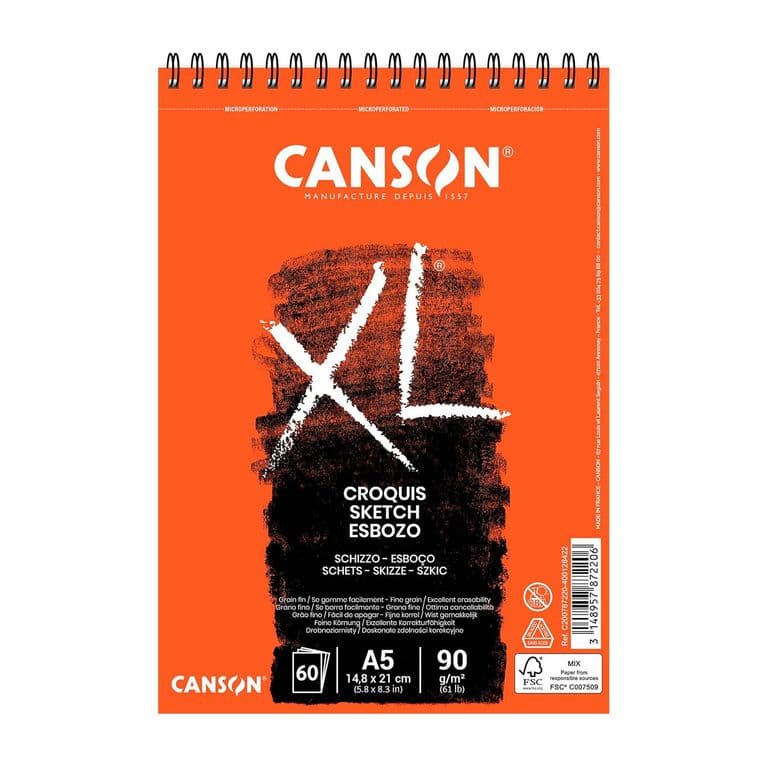 Croquera XL Croquis 90gr 60 hjs A5(14.8x21cm)