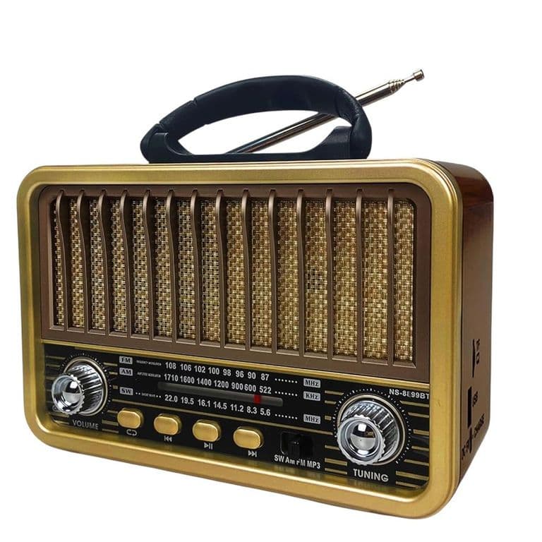 Radio Portatil Bluetooth Recargable Y A Pilas AMFM MP3 Vintage Cafe