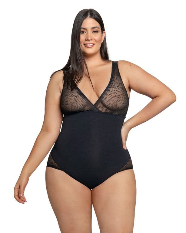 Faja tipo Body de Control de Abdomen, con Bralette 018517 Negro S
