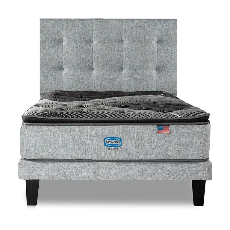 Cama Europea Sunset 1.5 Plazas respaldo Tignes plata
