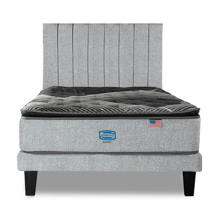 Cama Europea Sunset 1.5 Plazas respaldo Tibet plata