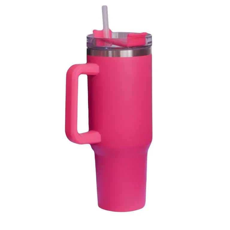 VASO TERMICO ROSADO OSCURO CON BOMBILLA