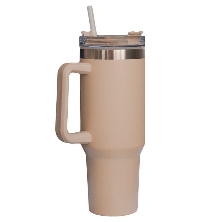VASO TERMICO BEIGE CON BOMBILLA