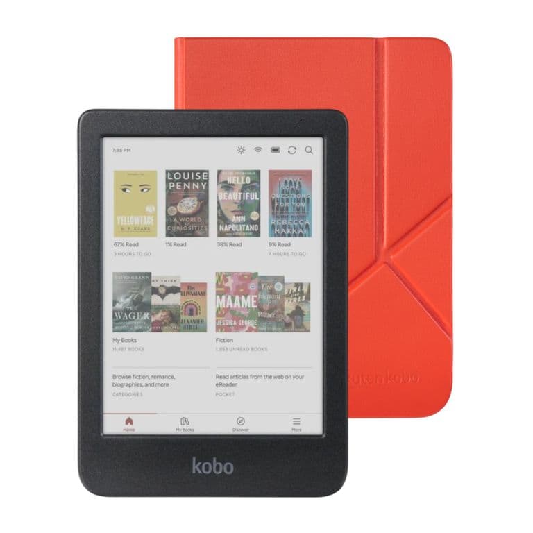 Lector e reader Clara Colour Negro con Funda SleepCover Rojo