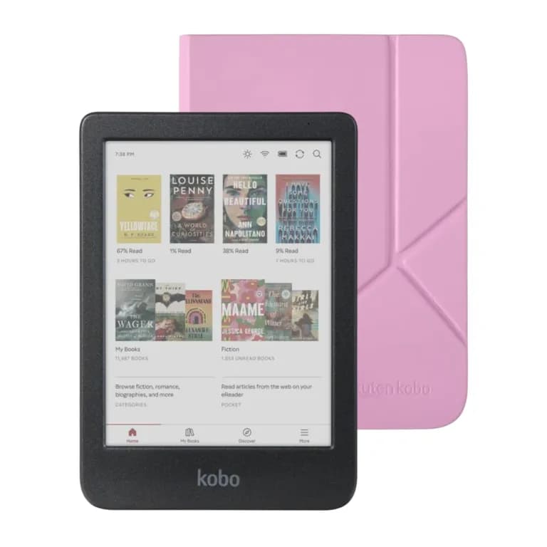 Lector E-Reader Clara Colour Negro con Funda SleepCover Rosado