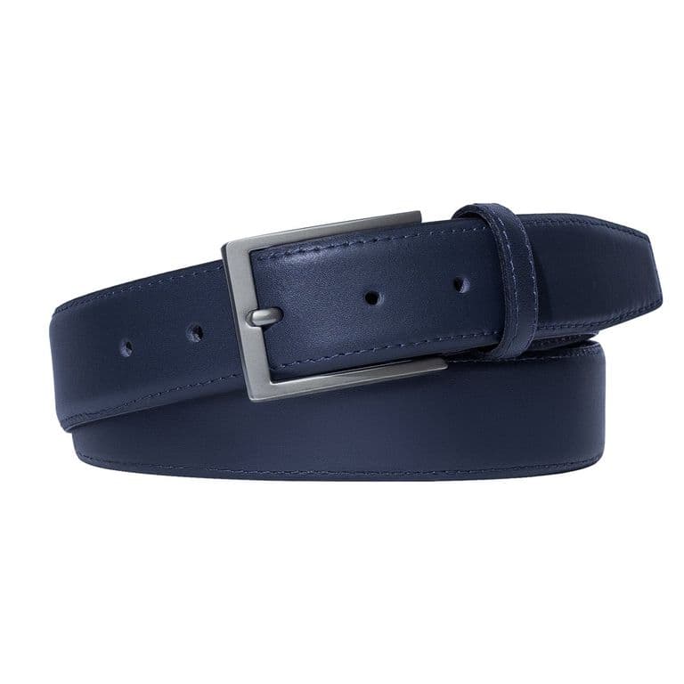 Cinturon Hombre Mod Belucci Cuero Natural Azul L