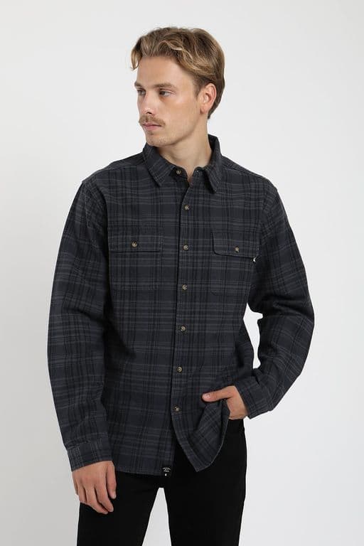 Camisa Manga Larga Franela Yarn Hombre Negro M