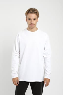 Polera Manga Larga Heavy Weight Plain Hombre Blanco XL