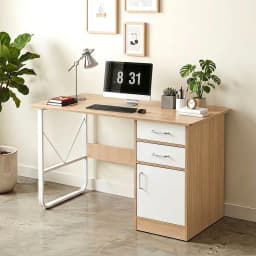 Escritorio Con Cajones 100cm Gabinete Pata Metalica Oficina