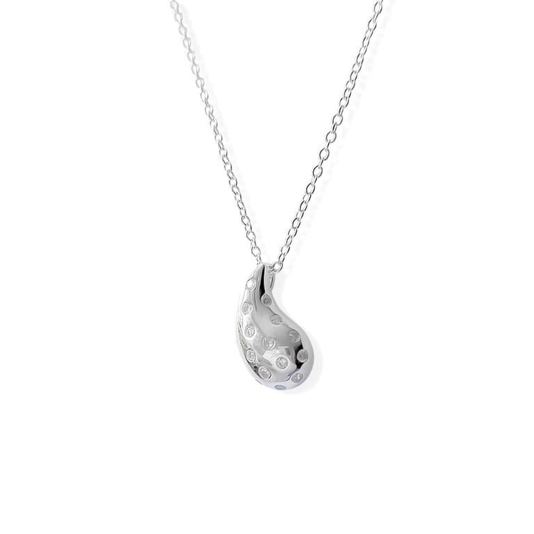 Collar Gota Circon Punto Plata Fina 925 Plateado TALLA UNICA