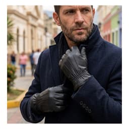 Guantes de Cuero Sintetico Premium para Invierno - Termicos y Elegantes Negro TALLA UNICA