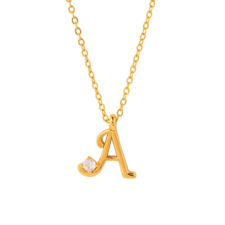 COLLAR INICIAL LUCKY BANADO EN ORO A Oro TALLA UNICA