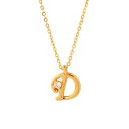 COLLAR INICIAL LUCKY BANADO EN ORO D Oro TALLA UNICA