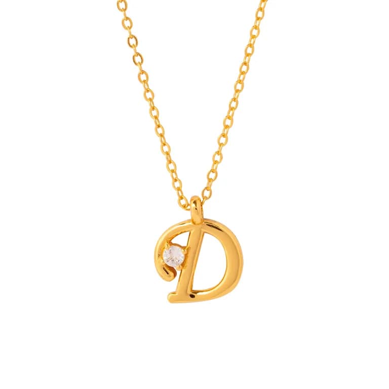 COLLAR INICIAL LUCKY BANADO EN ORO D Oro TALLA UNICA