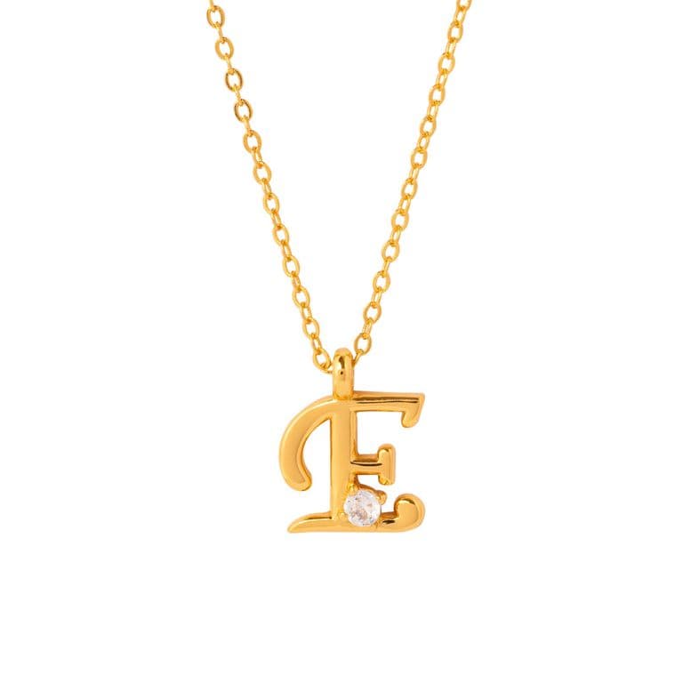 COLLAR INICIAL LUCKY BANADO EN ORO E Oro TALLA UNICA