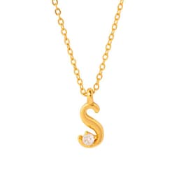 COLLAR INICIAL LUCKY BANADO EN ORO S Oro TALLA UNICA