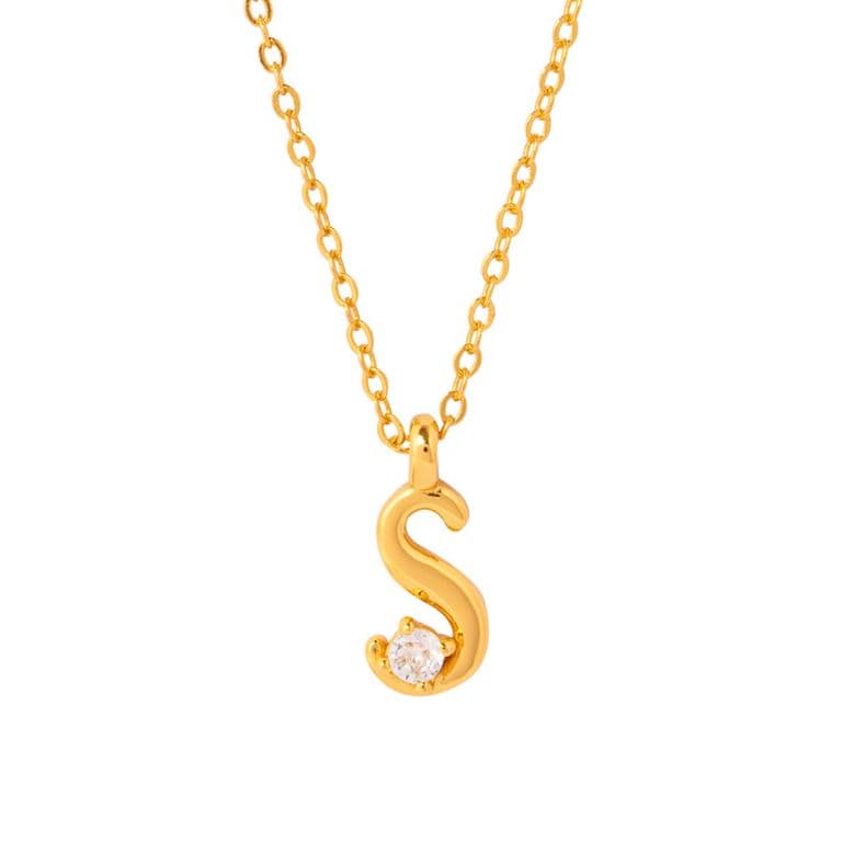 COLLAR INICIAL LUCKY BANADO EN ORO S Oro TALLA UNICA