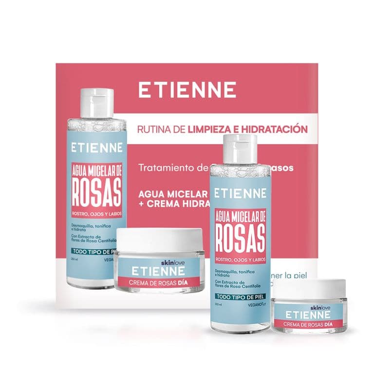Set Agua Micelar 250ml + Crema Rosas Dia 50g