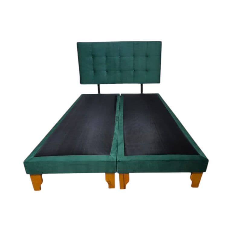 CAMA DOS PLAZAS FELPA VERDE OSCURO