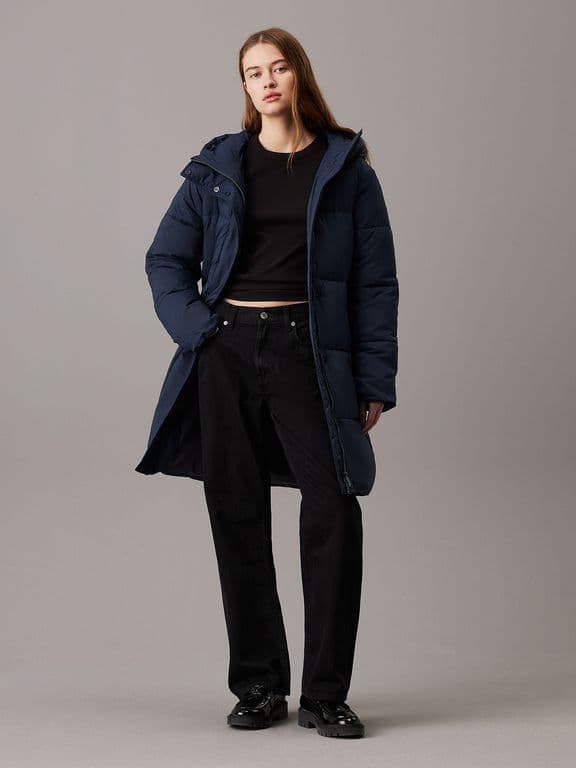 Parka Logo Belt Puffer Azul Azul XS
