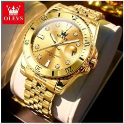 Reloj de Pulsera Dorado para Hombre Diseno Deportivo de Lujo Dorado TALLA UNICA