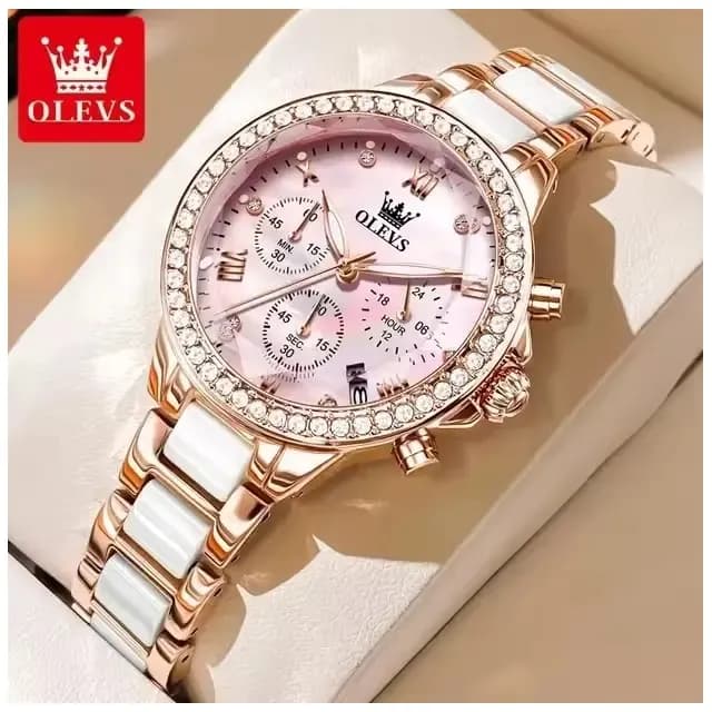 Reloj Femenino de Acero Inoxidable Cristal de Corte Diamante Blanco TALLA UNICA