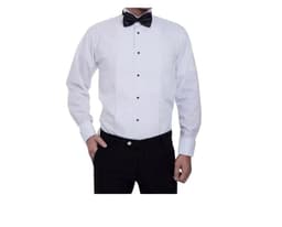 Camisa blanca plisada cuello paloma para novio y otros eventos Blanco 2XL