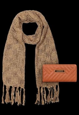 Pack Billetera Ava brown + Panuelo Cafe Claro TALLA UNICA