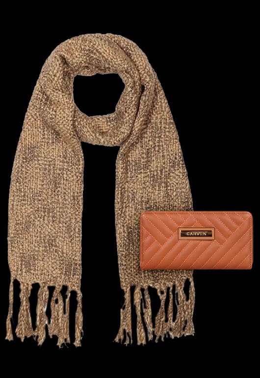 Pack Billetera Ava brown + Panuelo Cafe Claro TALLA UNICA