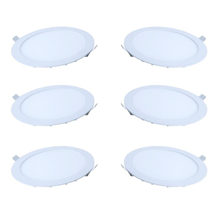 6 Focos Panel Led 18W Redondo Embutido 225/205mm Luz Fria