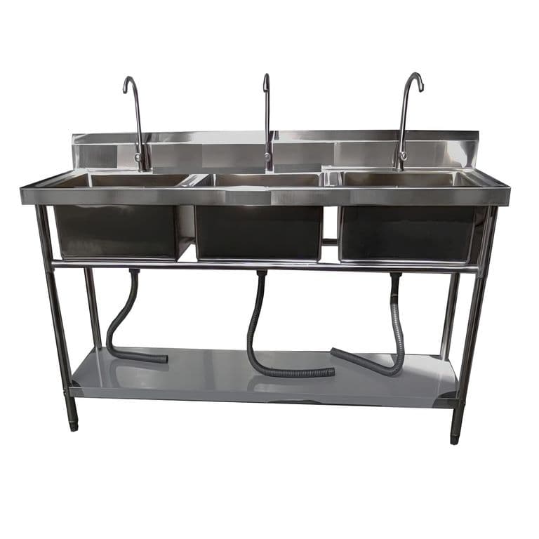 Lavafondos Triple Acero Inox. 150x60x90 cm.