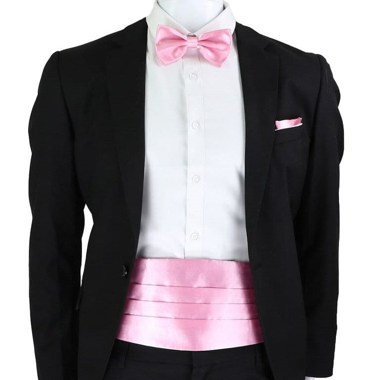 Set faja formal ajustable poliester corbatin y pano para matrimonio Rosa TALLA UNICA