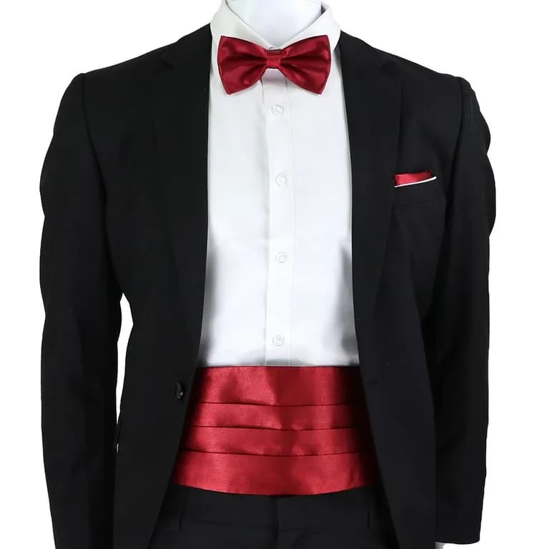 Set faja formal ajustable poliester corbatin y pano para matrimonio Rojo TALLA UNICA