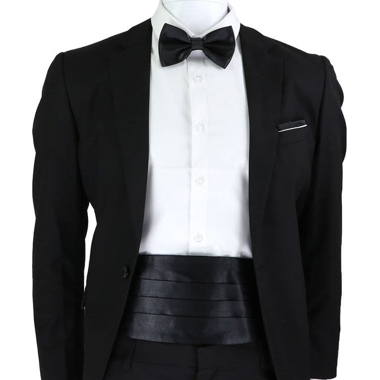 Set faja formal ajustable poliester corbatin y pano para matrimonio Negro TALLA UNICA