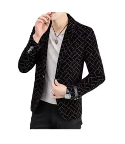 Blazer negro de un solo boton de alta calidad Negro 2XL