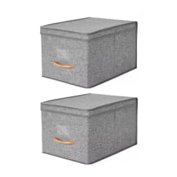 Pack 2 Cajas Organizadoras Plegable Grandes Con Tapa De Lino