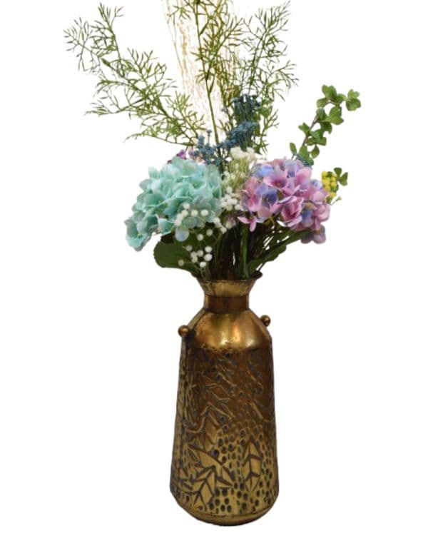 Florero Metalico con flores Dorado Mediano
