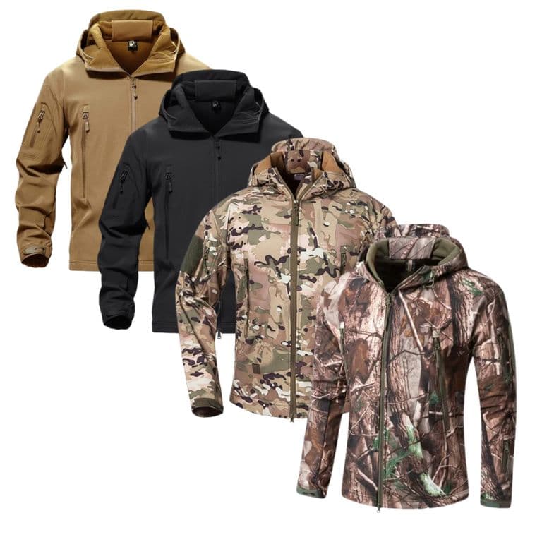 Chaqueta Softshell Tactica Militar Con Capucha Impermeable Negro XL