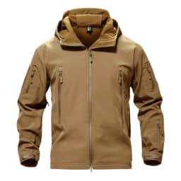 Chaqueta Softshell Tactica Militar Con Capucha Impermeable Beige L