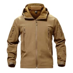 Chaqueta Softshell Tactica Militar Con Capucha Impermeable Beige 4XL